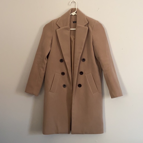 Petite double breasted tan duster coat - Picture 3 of 5